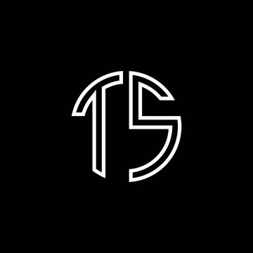 TS monogram logo circle ribbon style outline design template