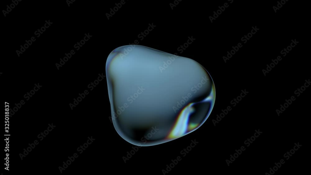 Poster 3d render of liquid bubble. glass bubble morphing with refraction and blurred background. isolated w