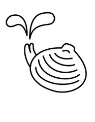 二枚貝水管水(線画) © sonoya