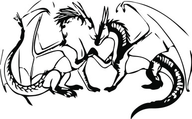 Dragon hand drawn vector illustrations