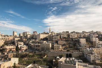 Fototapeta na wymiar View of Bethlehem in the Palestinian Authority from the Hill of David