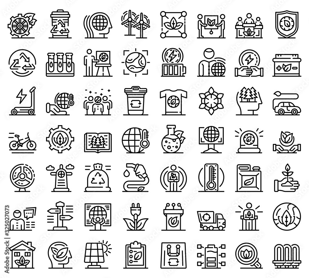Poster ecologist icons set. outline set of ecologist vector icons for web design isolated on white backgrou