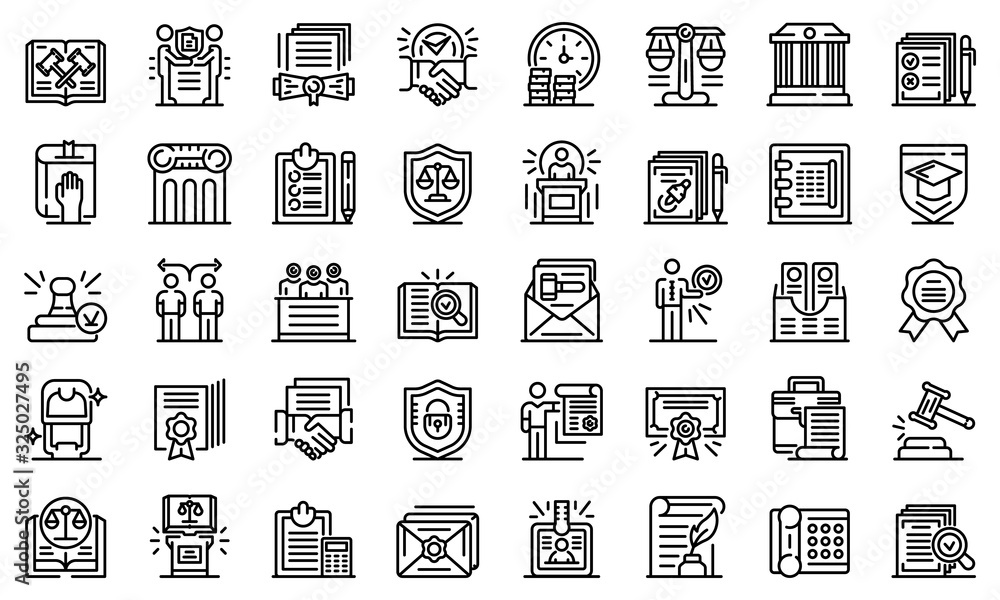 Aufkleber notary icons set. outline set of notary vector icons for web design isolated on white background