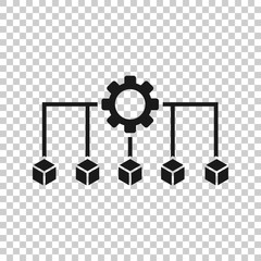 Api technology icon in flat style. Algorithm vector illustration on white isolated background. Gear with arrow business concept.