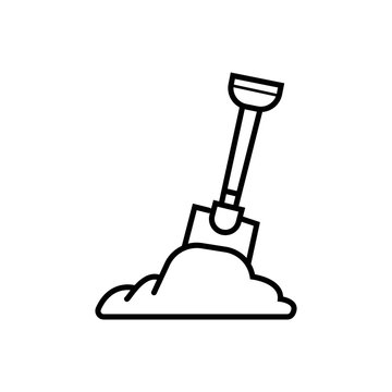 shovel digging in dirt, black outline clip art preview