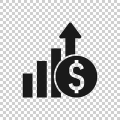 Growth arrow icon in flat style. Revenue vector illustration on white isolated background. Increase business concept.