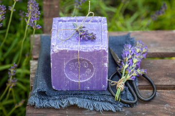 Aromatic and ecological cube lavender soap made of fresh ingredients