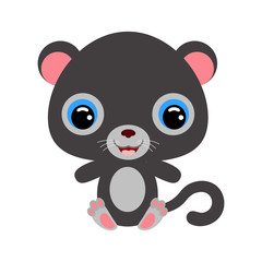 Cute little sitting panther. Jungle animal. Flat vector stock illustration