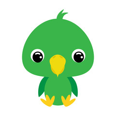 Cute little sitting parrot. Flat vector stock illustration