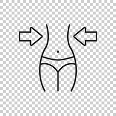 Weight loss icon in flat style. Belly vector illustration on white isolated background. Athletic waist business concept.