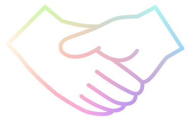 握手するベクターアイコン、虹色の線