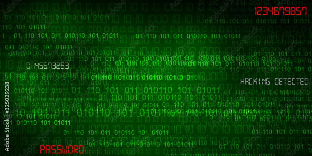 Poster 2d illustration abstract digital binary data on computer screen