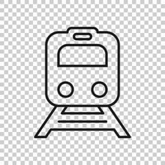 Metro icon in flat style. Train subway vector illustration on white isolated background. Railroad cargo business concept.