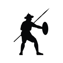 Ancient Siam warrior silhouette vector