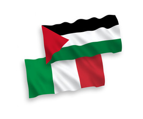 Flags of Italy and Palestine on a white background