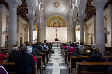 Nazareth, Israel, January 26, 2020: Interior of the church of St. Joseph in Nazareth