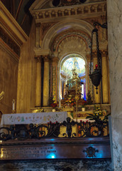 Haifa, Israel, January 26, 2020: Interior and altar at the famous Stella Maris church in Haifa