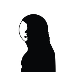 Space pilot silhouette vector, astronaut 