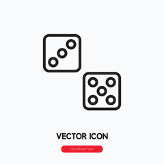 Dices icon vector. Linear style sign for mobile concept and web design. Dice symbol illustration. Pixel vector graphics - Vector.	
