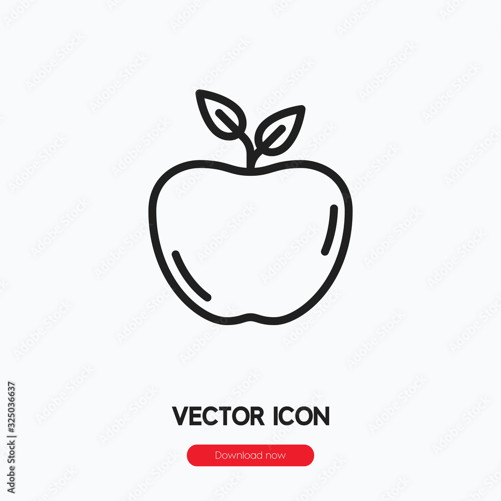 Poster apple icon vector. linear style sign for mobile concept and web design. apple symbol illustration. p