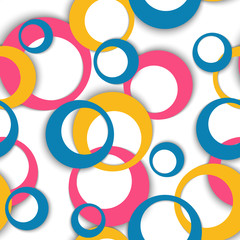 Circle rings geometric seamless pattern, round shapes