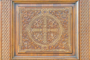 wood carving ornament as background
