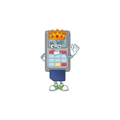 A dazzling of POS machine stylized of King on cartoon mascot design