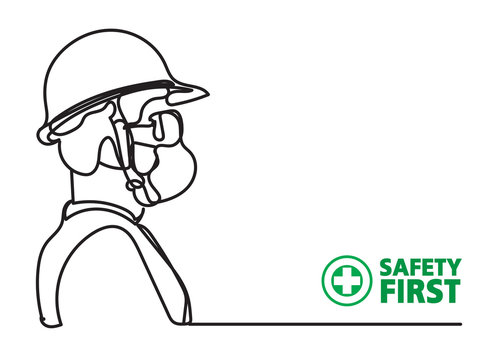 Safety Equipment, Construction Concept, Line Drawing Style,vector Design