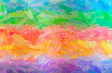 Abstract illustration of blue, green, orange, purple, red, yellow Oil Paint with big brush background