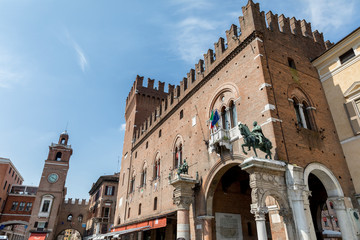 Naklejka premium A tourist walk through the beautiful city of Ferrara. Ferrara, Italy, 5/7/2018