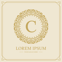 Luxury monogram logo template, letter C logo design, vector illustration