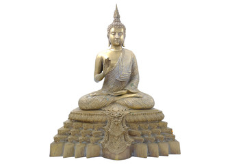 set of buddha statue isolated on white background.
