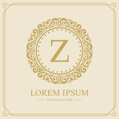 Luxury monogram logo template, letter Z logo design, vector illustration