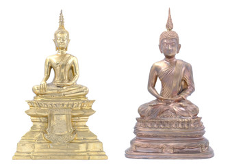 set of buddha statue isolated on white background.