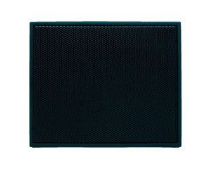 Front view of black wireless mini portable bluetooth speaker, isolated on white background.