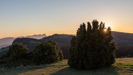 sunset over the mountains of the Drôme, France