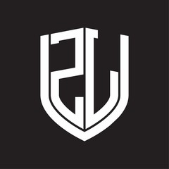 ZL Logo monogram with emblem shield design isolated on black background