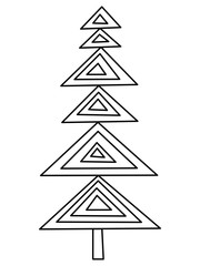 Obraz premium Single hand drawn new year fir tree. Doodle illustration for patterns, winter greeting cards, posters, stickers and seasonal desing. Vector stock illustration.