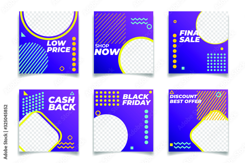 Poster Business presentation template Social media pack. Set of modern square blog posts Editable simple info banner for app, web mail