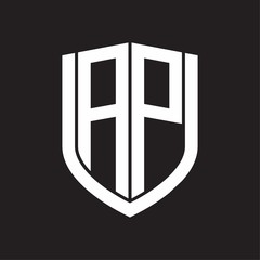 AP Logo monogram with emblem shield design isolated on black background