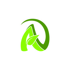 Initial Letter A With Leaf Logo Vector Illustration