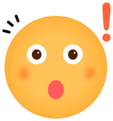 Cartoon face emoticon vector illustration / surprised