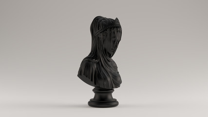Black Woman Bust Sculpture with Drapery 3 Quarter Right View 3d illustration 3d render