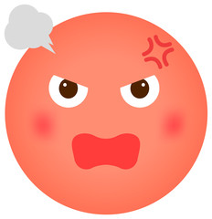 Cartoon face emoticon vector illustration / angry