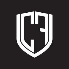 CF Logo monogram with emblem shield design isolated on black background