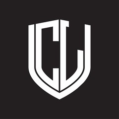CL Logo monogram with emblem shield design isolated on black background