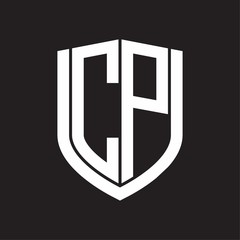 CP Logo monogram with emblem shield design isolated on black background