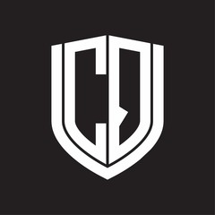 CQ Logo monogram with emblem shield design isolated on black background