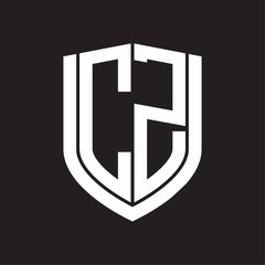 CZ Logo monogram with emblem shield design isolated on black background