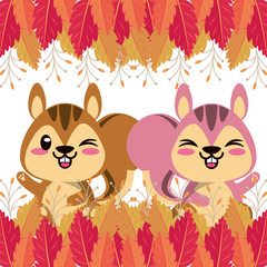 cute chipmunks animals characters icons